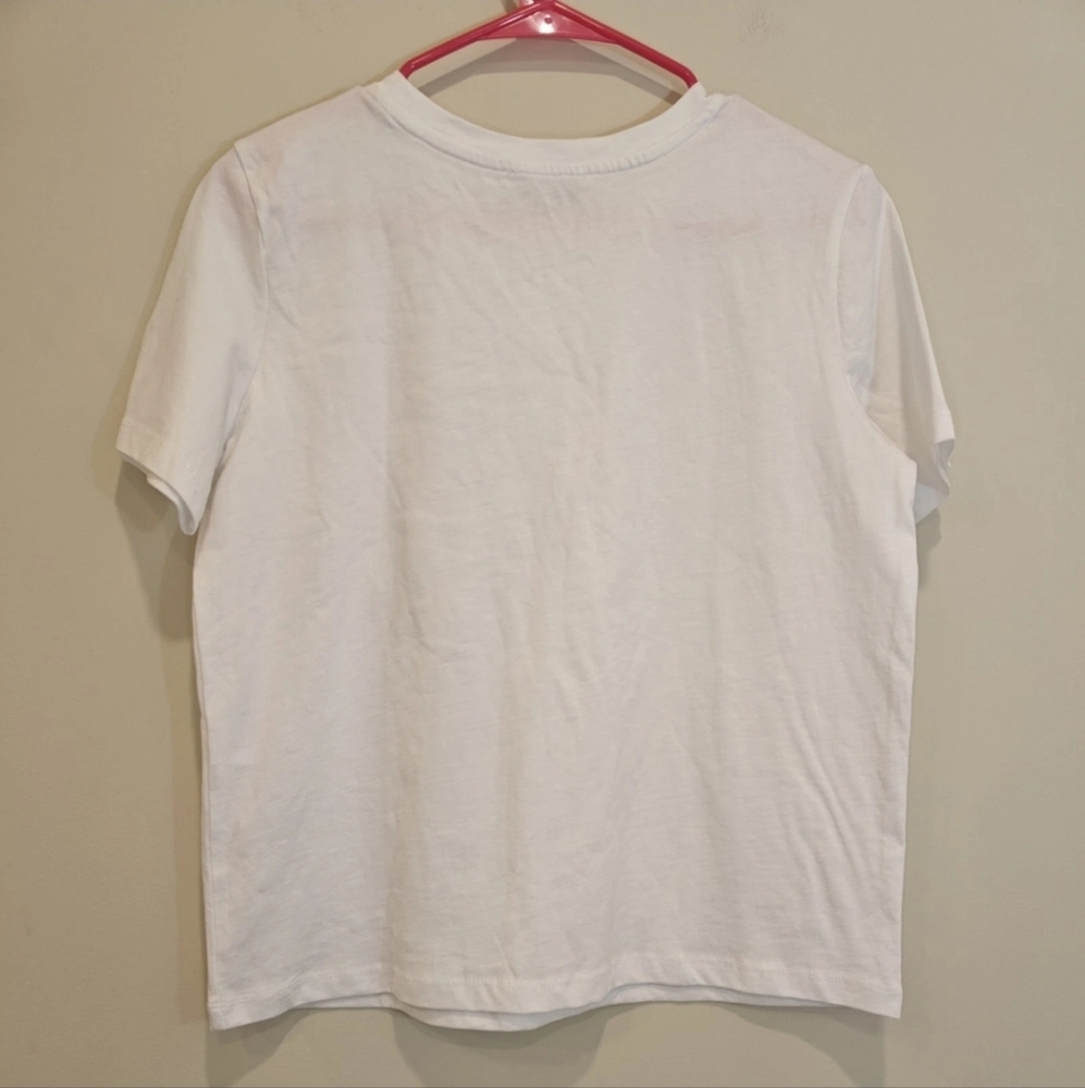 Zara Sz‎ Small Crochet Handmade Pocket Short Sleeve Women's White T-Shirt Top - Picture 8 of 8